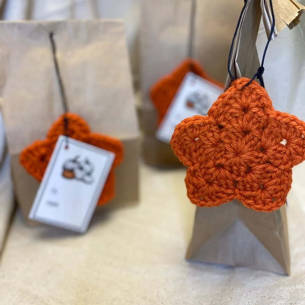 Fall pumpkin orange color 3 stars gift tag set